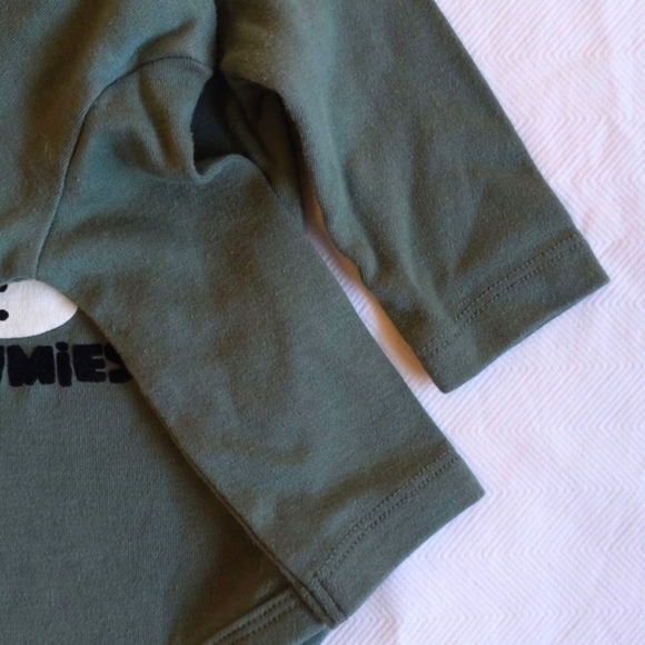 petit lem green snowman graphic long sleeve bodysuit diaper shirt 3 months baby - Picture 5 of 8